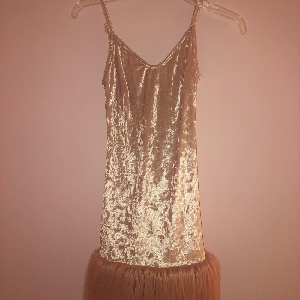 pink fur velvet dress